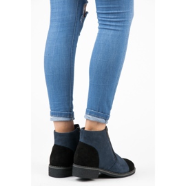 Vices Botine din piele intoarsa pentru toamna albastru 2