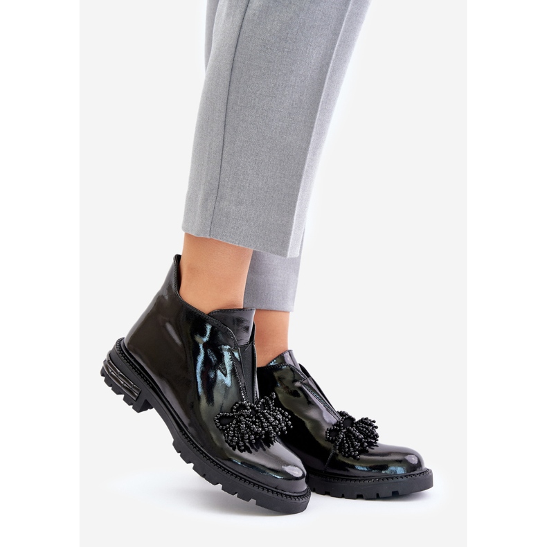 S.Barski Botine Lavete Piele Cu Decorație Izolată D&amp;A LZ42-036 Negru 1