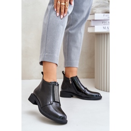 S.Barski Botine De Piele Lacetate Cu Decor Cu Fermoar D&amp;A MR880-142 Negru 2