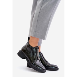 S.Barski Botine De Piele Lacetate Cu Decor Cu Fermoar D&amp;A MR880-142 Negru 1