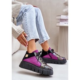 Adidași din piele pe platforma Maciejka 06767-15 Fuchsia negru 6