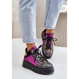 Adidași din piele pe platforma Maciejka 06767-15 Fuchsia negru 3