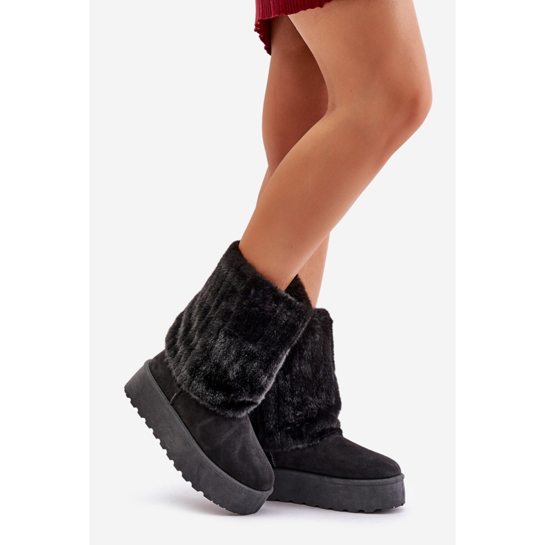 Cizme Negre De Zapada Lisonea Platforma Cu Fata Inaltata negru 1