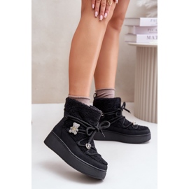 Cizme De Zapada De Dama Almatiza Neagra Cu Ace Si Blana negru 2