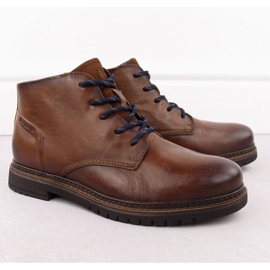 Pantofi barbati piele, botine maro izolate Bugatti OO153241 1