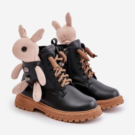 Botine calde din piele pentru copii cu fermoar și ursuleț Vinceza 36261 Negru 1 Botine calde din piele pentru copii cu fermoar și ursuleț Vinceza 36261 Negru 1