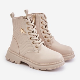 Botine izolate pentru copii cu fermoar din piele ecologica, Beige Liotira bej 1 Botine izolate pentru copii cu fermoar din piele ecologica, Beige Liotira bej 1