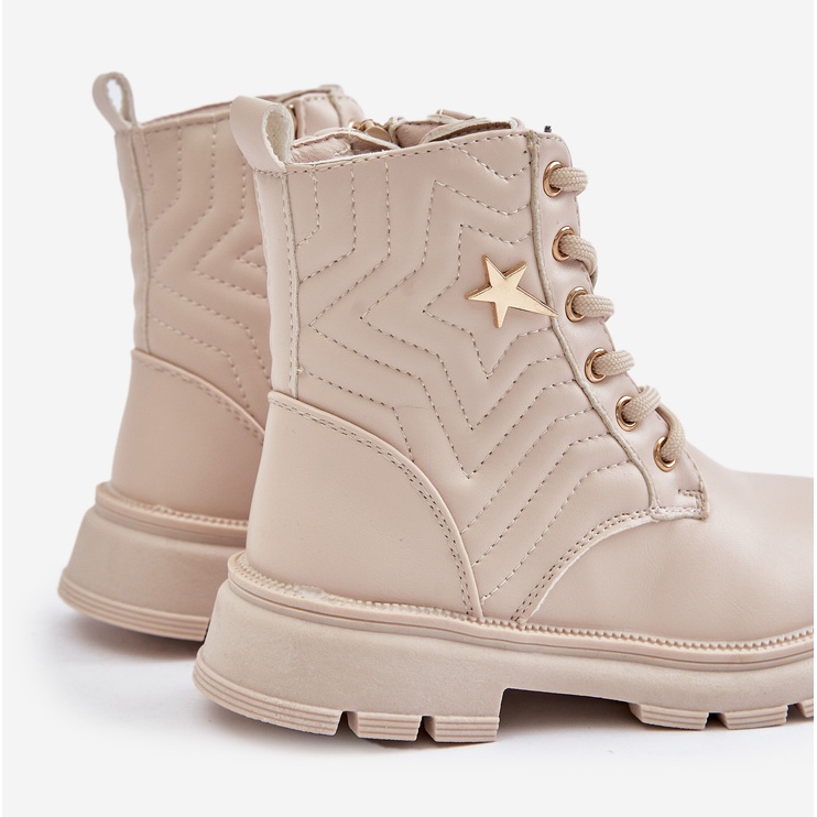 Botine izolate pentru copii cu fermoar din piele ecologica, Beige Liotira bej 2 Botine izolate pentru copii cu fermoar din piele ecologica, Beige Liotira bej 2