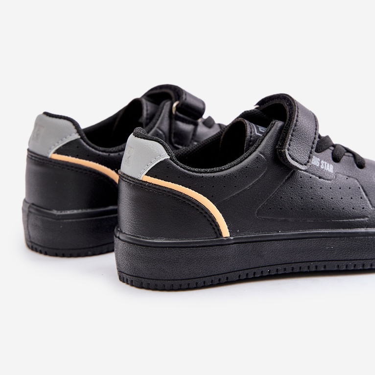 Adidași Copii Din Piele Ecologică Cu Velcro Big Star OO374004 Negru 2