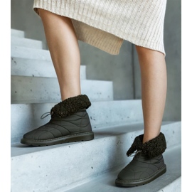 Cizme de zăpadă izolate verzi cu manșetă Caellita negru 1