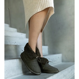 Cizme de zăpadă izolate verzi cu manșetă Caellita negru 2