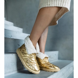 Cizme de zăpadă izolate aurii Caellita cu manșetă de aur 1