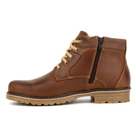 Polbut Pantofi de iarna barbati, botine izolate piele J35S, maro camel 1