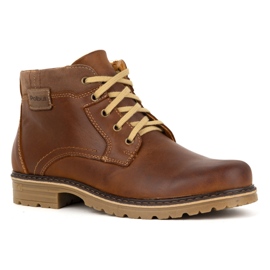 Polbut Pantofi de iarna barbati, botine izolate piele J35S, maro camel 2