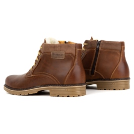 Polbut Pantofi de iarna barbati, botine izolate piele J35S, maro camel 3
