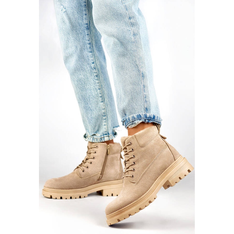 Botine izolate dama piele intoarsa, bej A5201-39BE 2