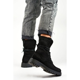 Botine de damă din piele intoarsa cu sireturi negre DE1051S-B bej 2 Botine de damă din piele intoarsa cu sireturi negre DE1051S-B bej 2