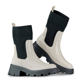 Botine de damă patentate cu partea superioară elastică, bej DES925M-BE 3