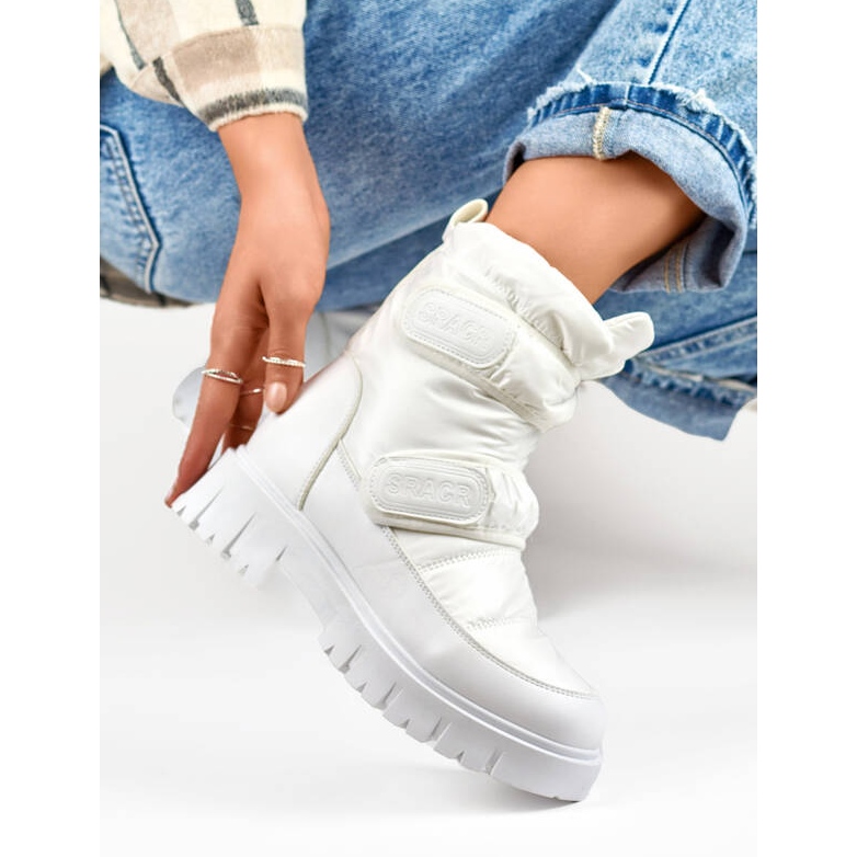 Cizme de zapada dama cu velcro, alb JH-1W 1