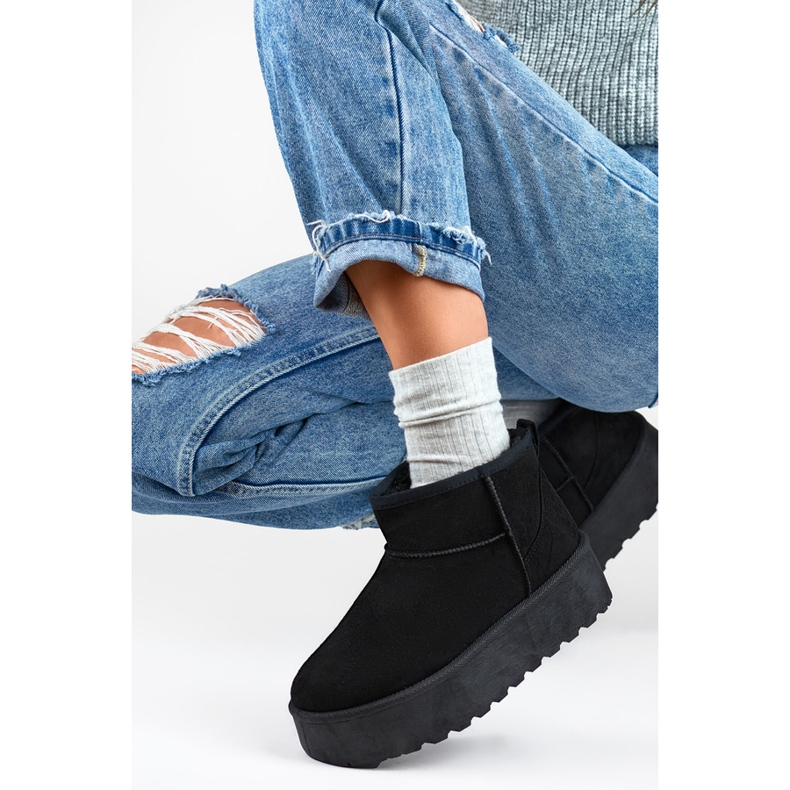 Cizme de zăpadă mukluk de damă cu talpă groasă, negre 2818B negru 2 Cizme de zăpadă mukluk de damă cu talpă groasă, negre 2818B negru 2