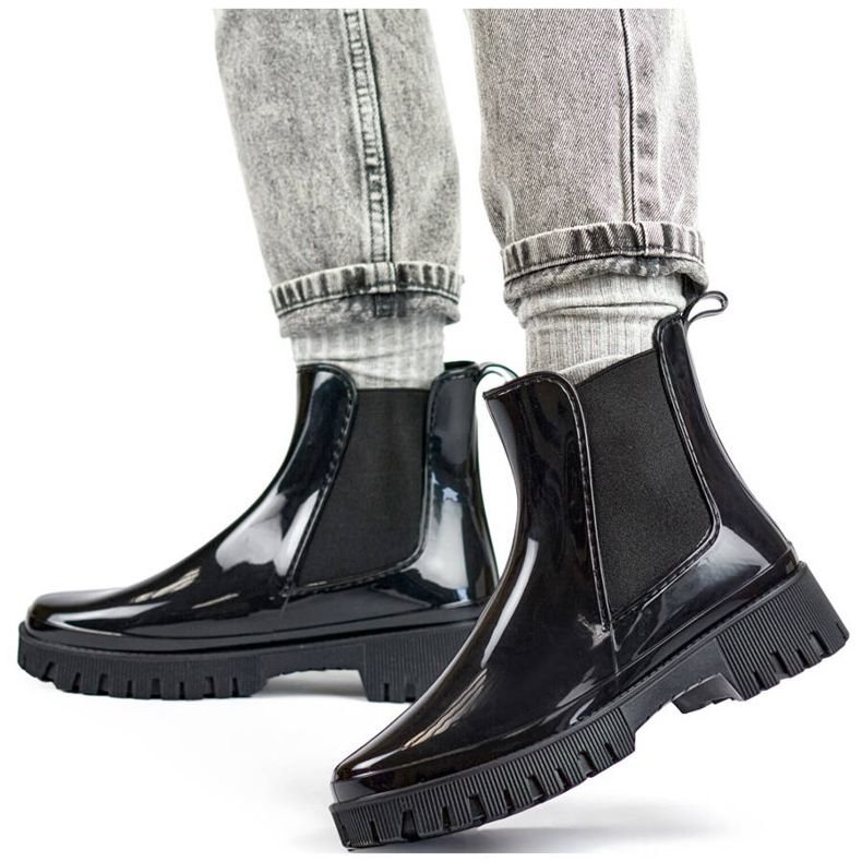 Ghete Chelsea de dama cu talpa groasa, neagra YX227-1B negru 1 Ghete Chelsea de dama cu talpa groasa, neagra YX227-1B negru 1