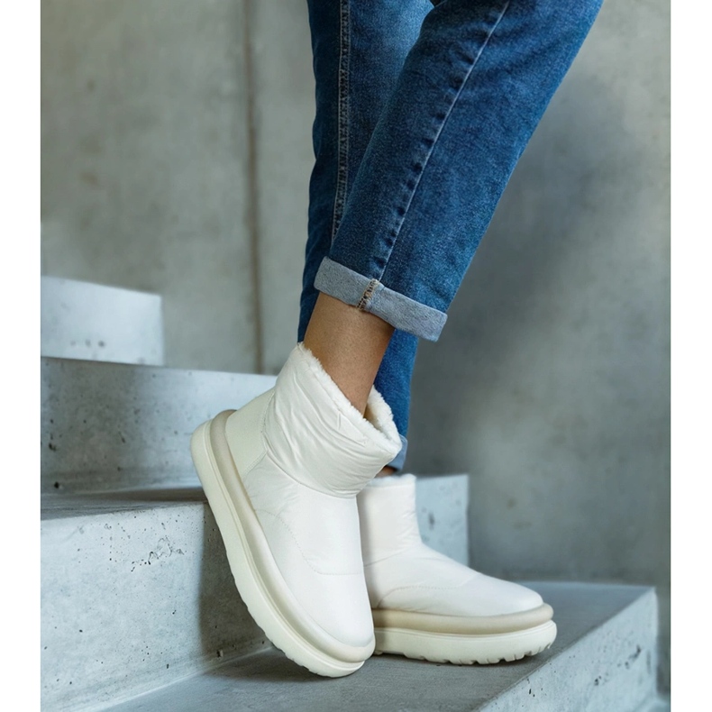 Cizme de zăpadă calde bej pe platforma Cores 1