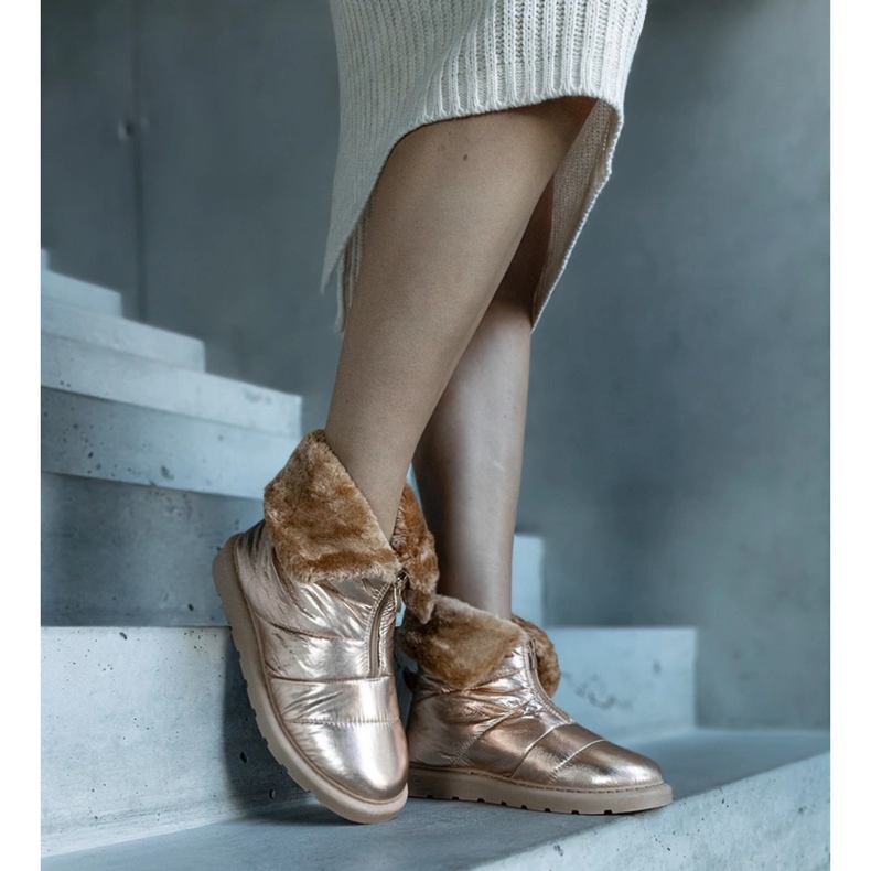 Cizme de zăpadă izolate cu aur Edidda, cu guler de aur 2