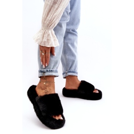 Blănuri pentru femei papuci de blană neagră negru 2