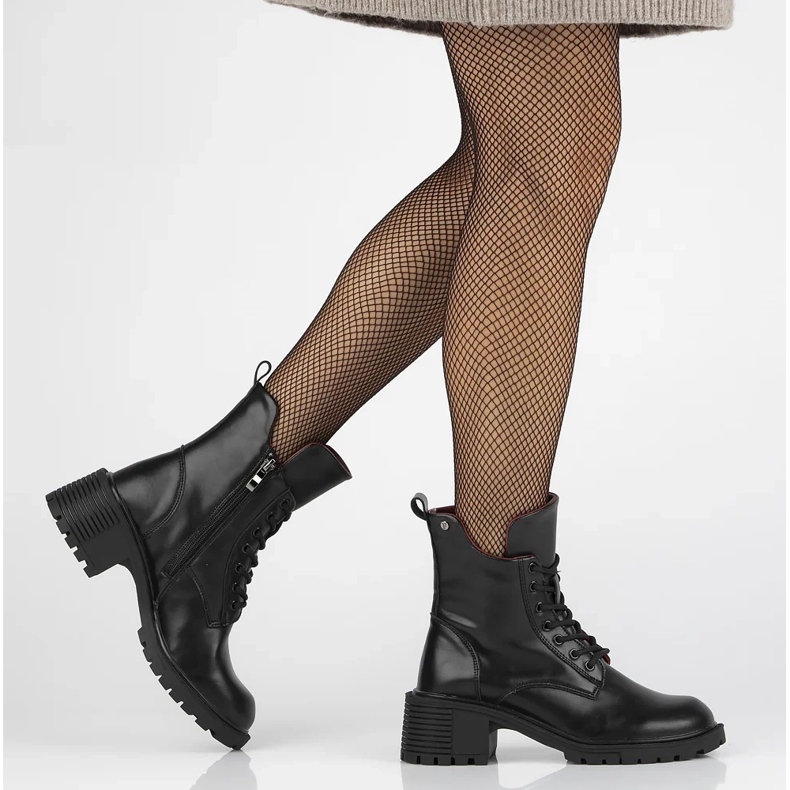 Botine cu toc inalt din piele Filippo DBT6501/24 Bk, negre 1