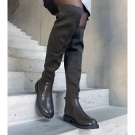 Cizme lungi verzi cu partea superioară flexibilă de la Juanra verde 2