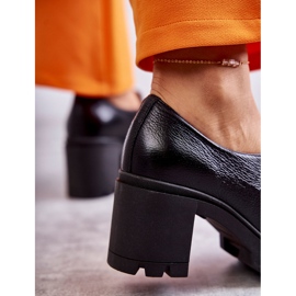 Pantofi Cu Toc Înalt Lemar Piele Neagră Cu Decor Auriu negru 2