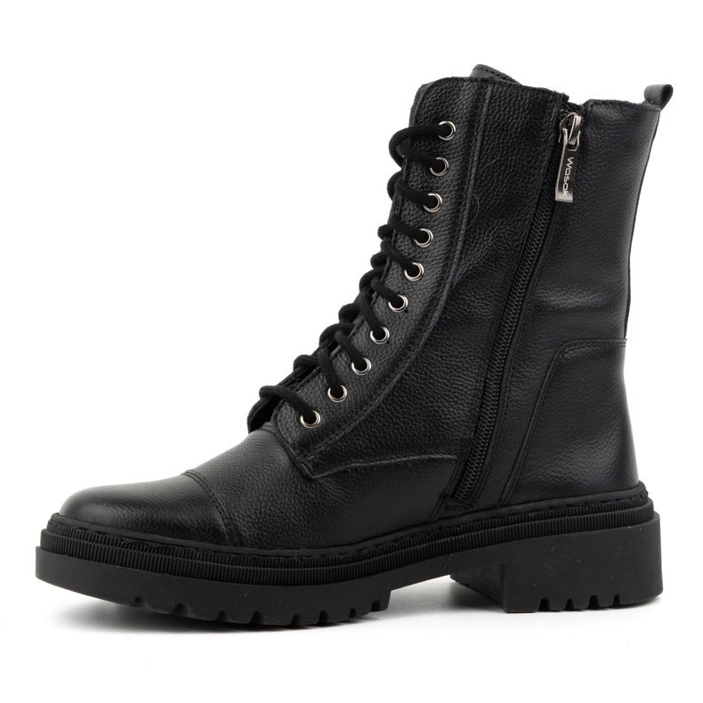 WASAK Botine de dama din piele cu dantela inalta iarna 0640 neagra negru 1