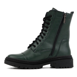 WASAK Botine de dama din piele cu dantela inalta iarna 0640 verde 1