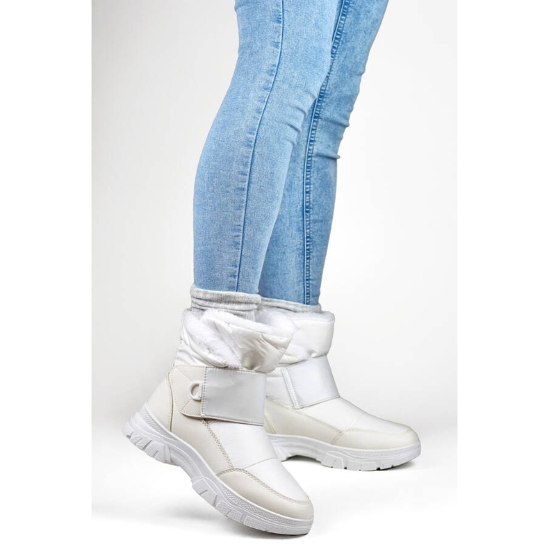 Cizme de zapada dama cu velcro, alb 3535W 2