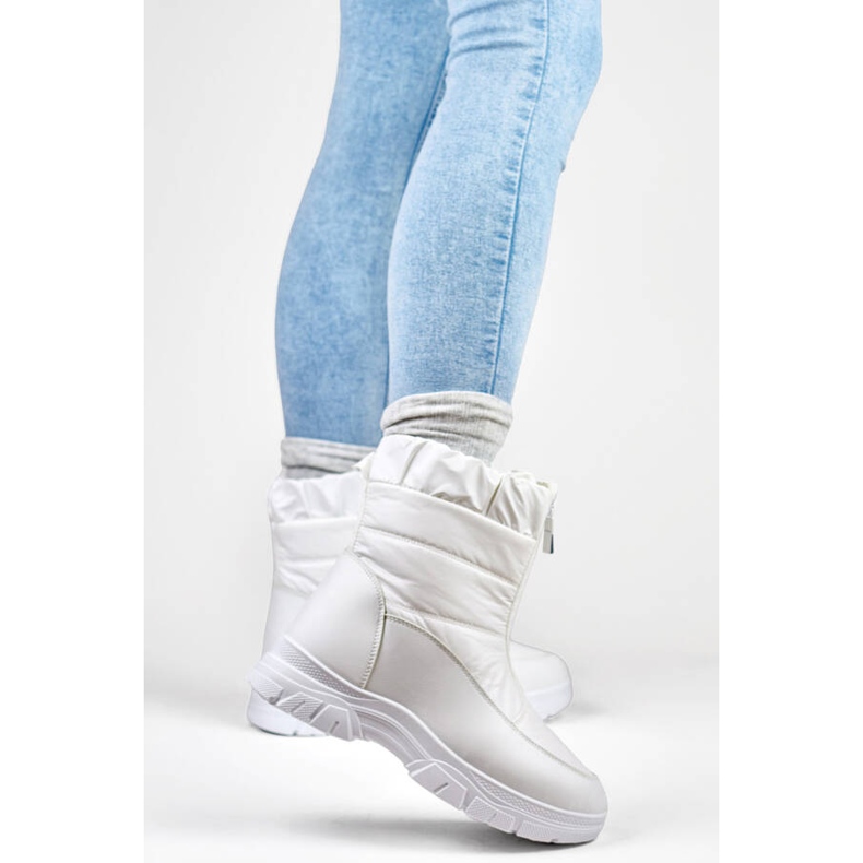 Cizme de zapada dama cu fermoar, alb 3555-2-W 2