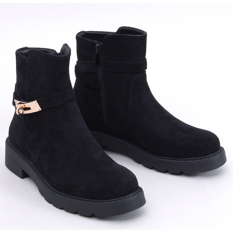 Drapers Botine plate din piele intoarsa neagra negru 1