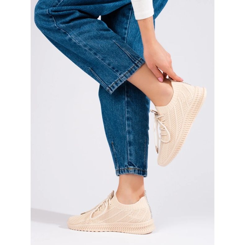 Pantofi sport dama textil usor Shelovet bej 2