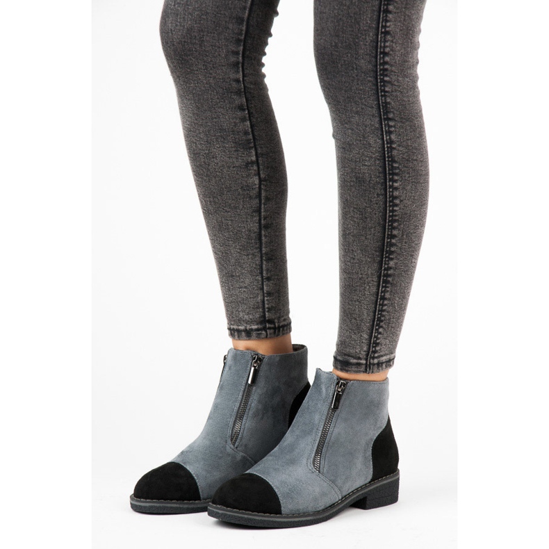 Vices Botine din piele intoarsa pentru toamna gri 1