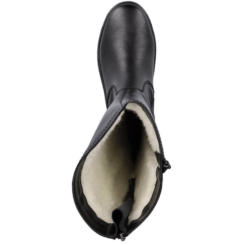 Cizme de zăpadă impermeabile din piele izolate cu lână de oaie Rieker negru 1