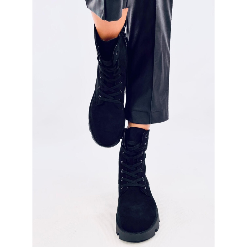 Cizme de muncitor Pansy Black de piele intoarsa negru 1