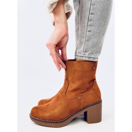 Cizme de toc din cauciuc Linzi Camel maro 2