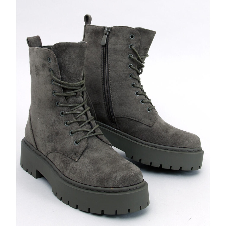 Botine cu platformă Burse Green cu șireturi verde 1