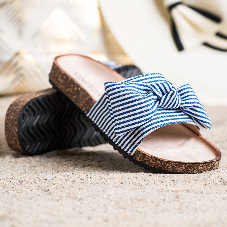 Sandale cu dungi Vinceza alb albastru 1