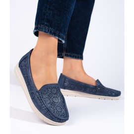 Mocasini ajurati dama, bleumarin albastru 1