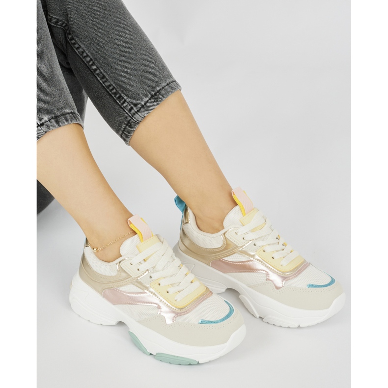 Pantofi sport de dama cu talpa groasa de aur 1