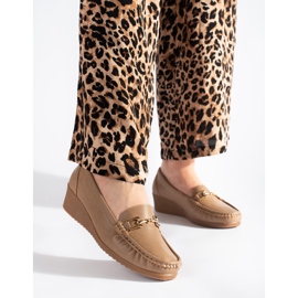 Mocasini de dama bej cu catarama 1