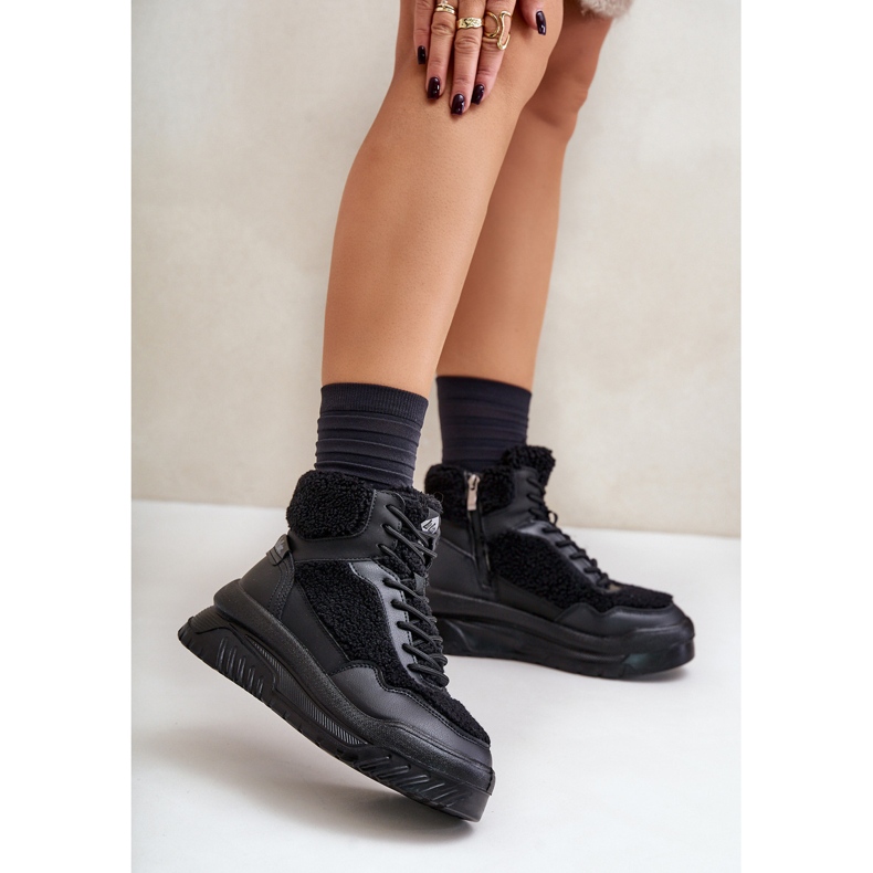 Pantofi de damă cu platformă, cu blană de oaie Lee Cooper LCJ-24-47-3145 Negru 2