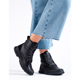 T.Sokolski Ghete de dama cu siret Sokolski din piele ecologica negru 2