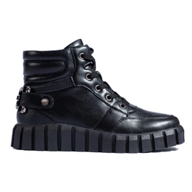 W. Potocki Cizme sport dama Potocki negre pe platforma negru 1