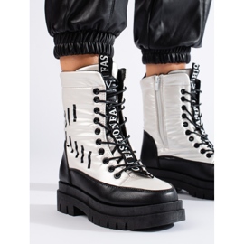 Genți izolante de damă pe platforma Vinceza în alb-negru 1